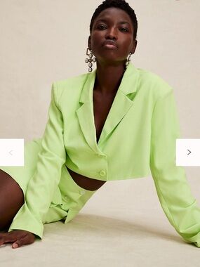 WeWoreWhat Cropped Neon Green Blazer set